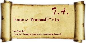 Tomecz Annamária névjegykártya